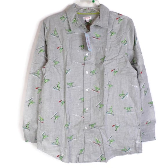 Cat and Jack Gray Dino Shirt Size XXLH (18) Long Sleeve BNK0842  2/22 - Picture 2 of 6